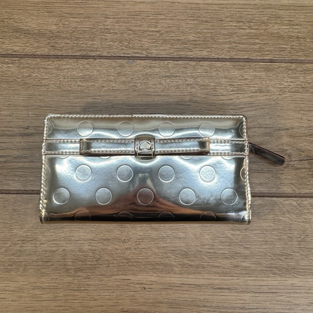 Kate Spade NY Gold Metallic‎ Polka Dots Snap Wallet
